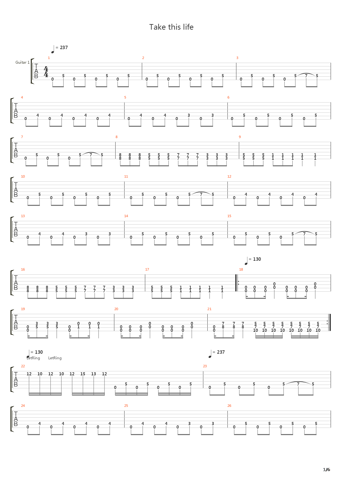 Take This Life吉他谱