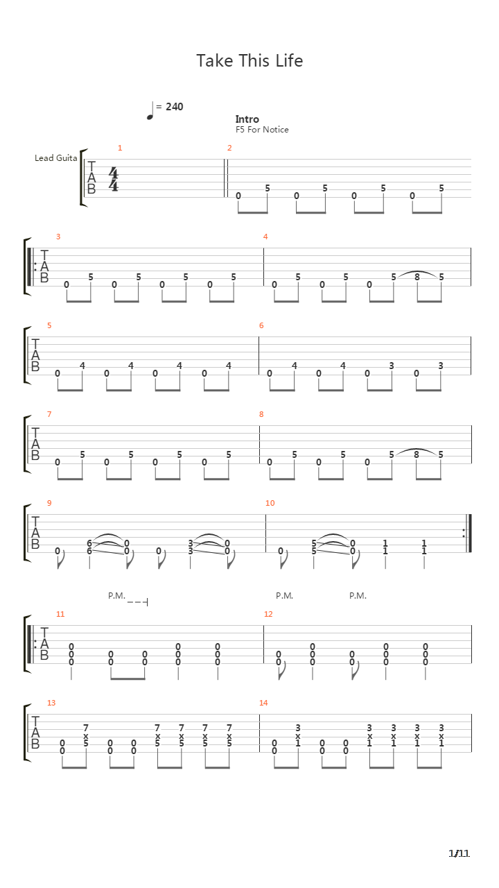 Take This Life吉他谱