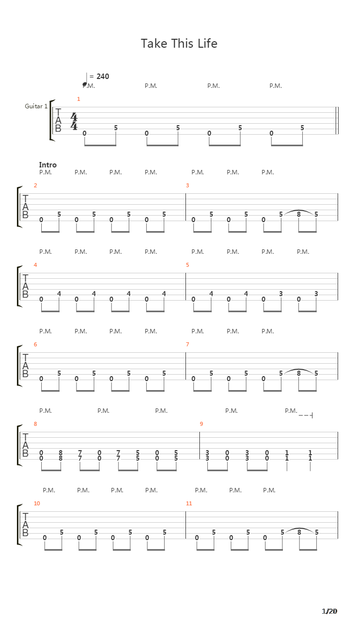Take This Life吉他谱