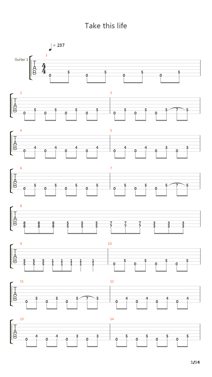Take This Life吉他谱