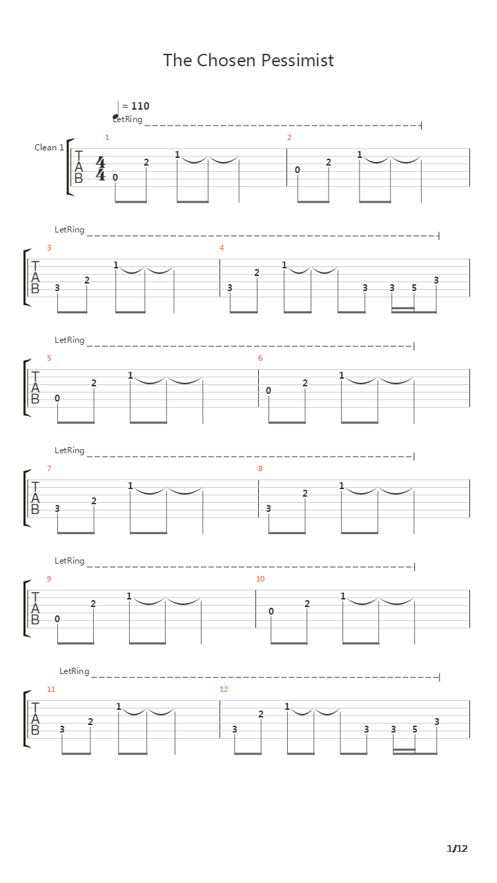 The Chosen Pessimist吉他谱