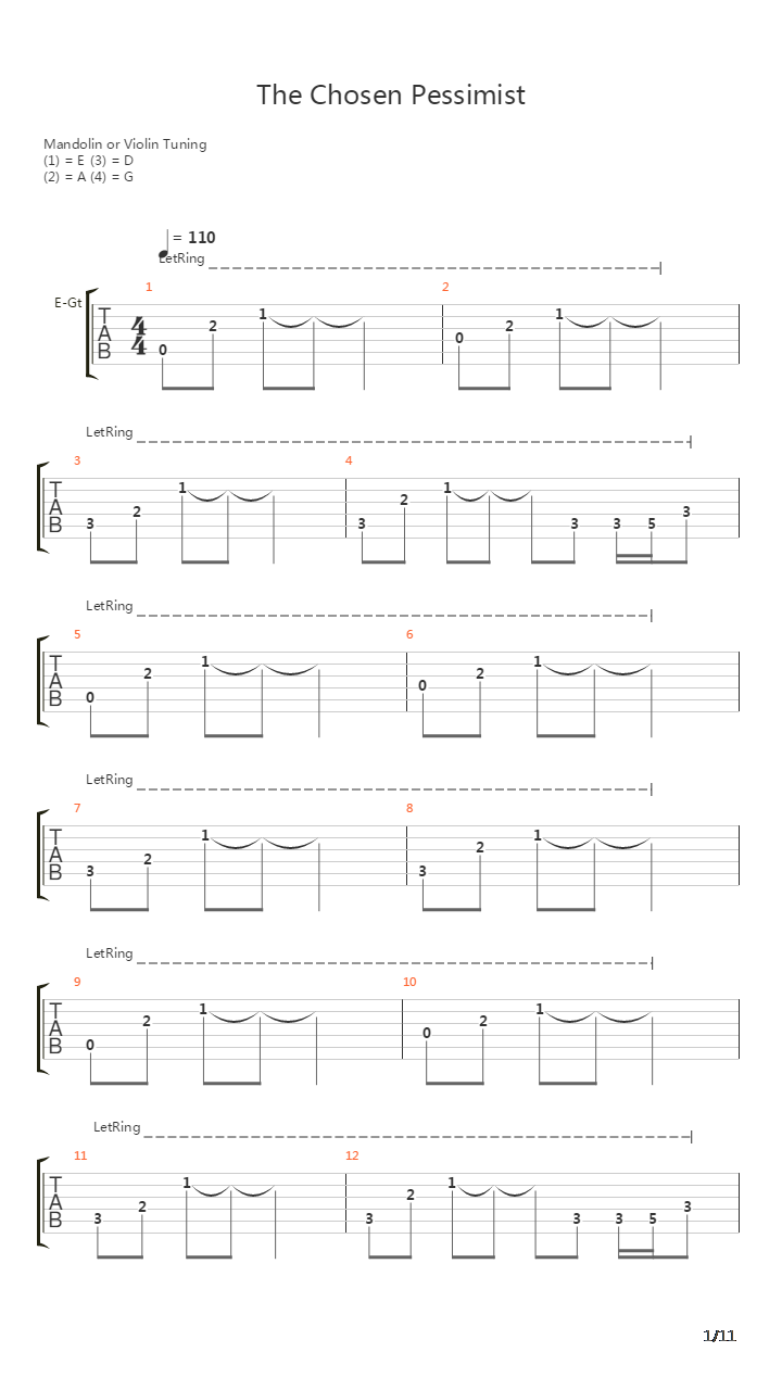 The Chosen Pessimist吉他谱