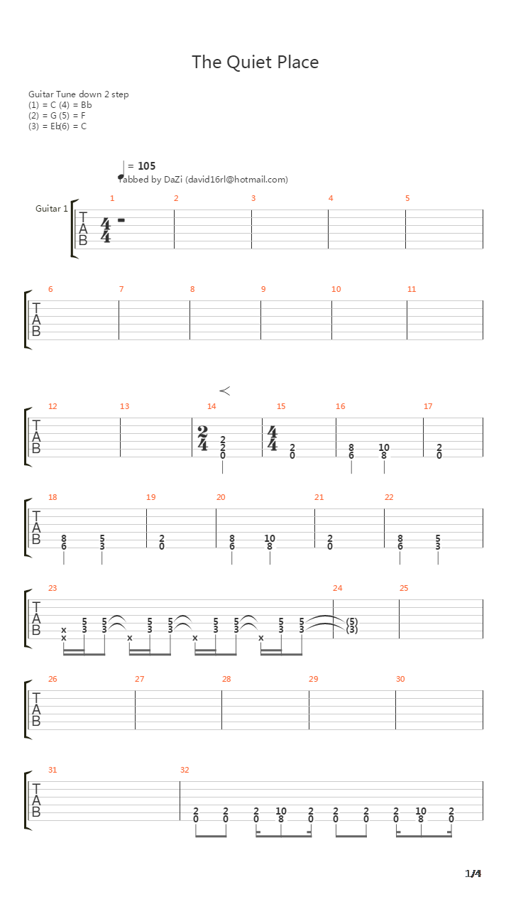 The Quiet Place吉他谱