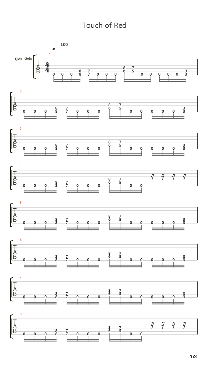Touch Of Red吉他谱