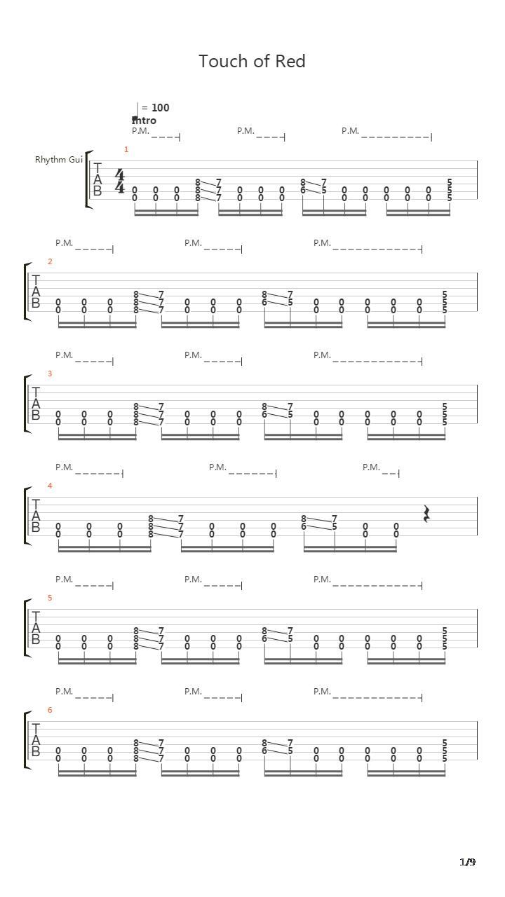Touch Of Red吉他谱