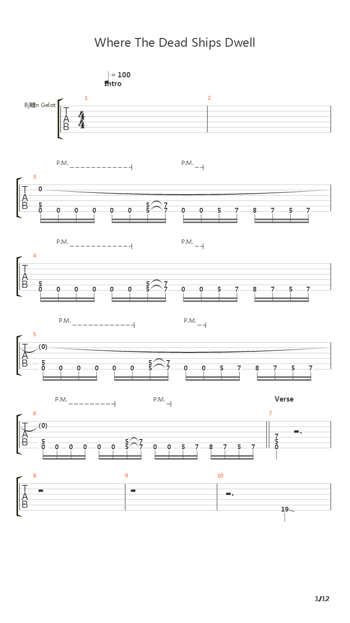 Where The Dead Ships Dwell吉他谱