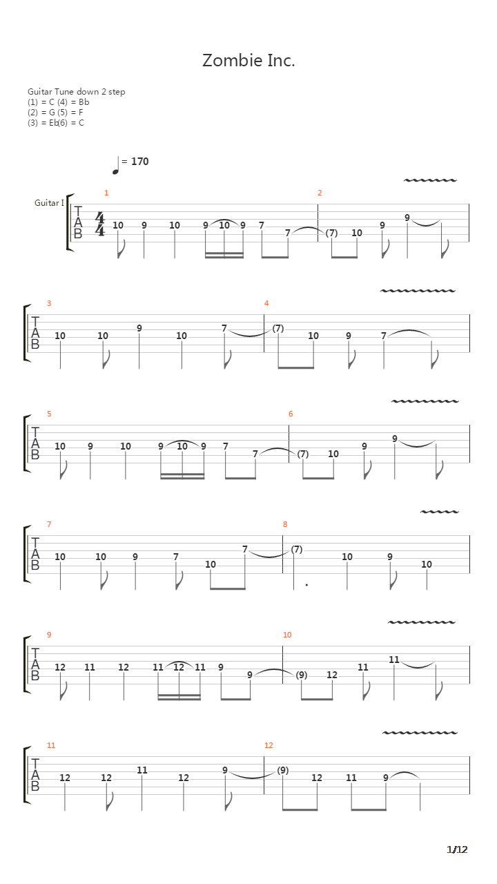 Zombie Inc吉他谱