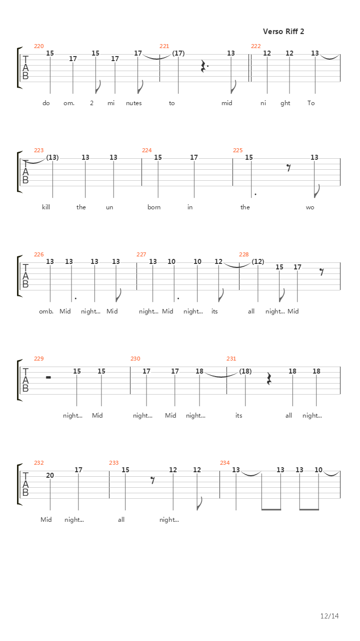 2 Minutes To Midnight吉他谱