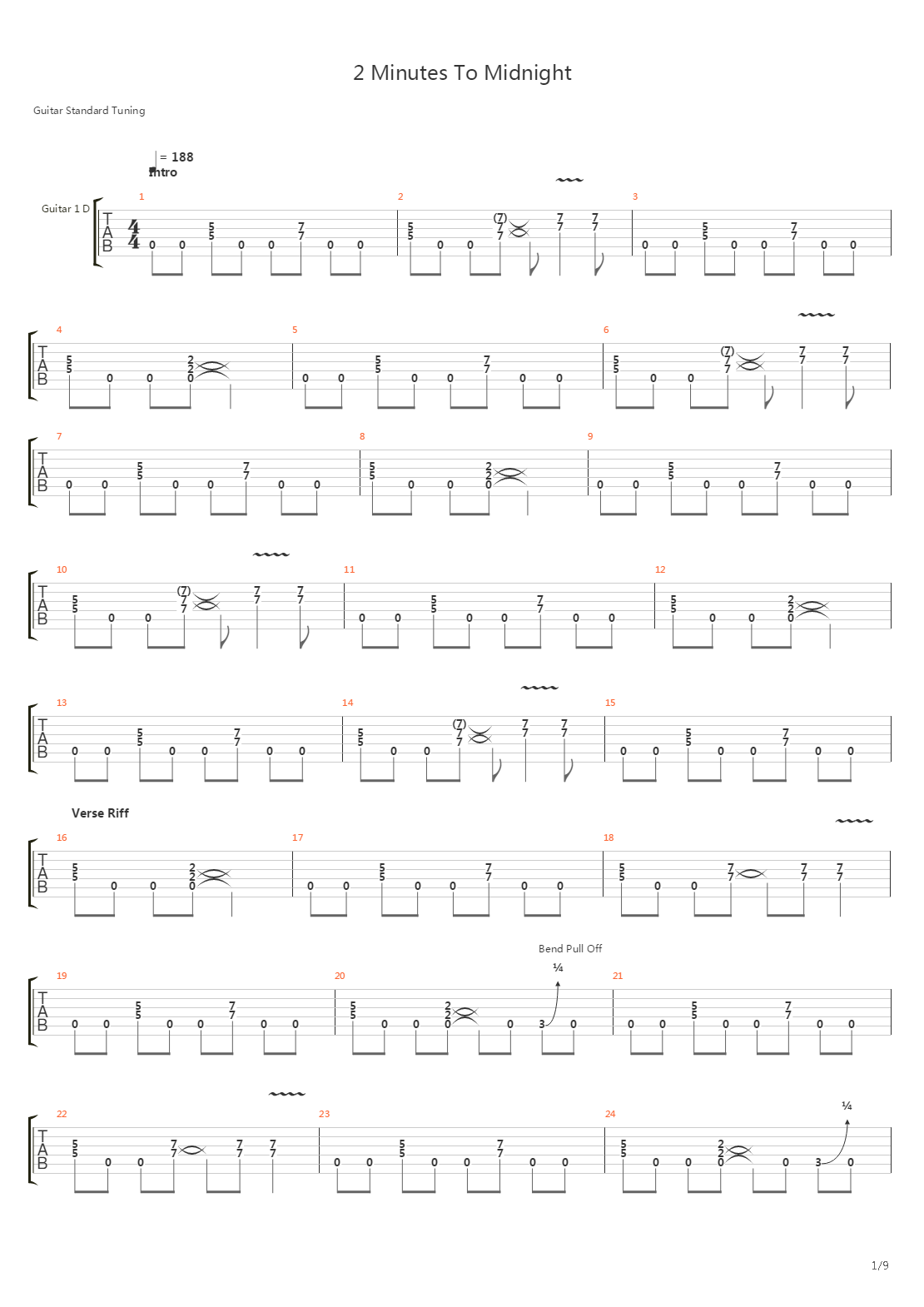 2 Minutes To Midnight吉他谱