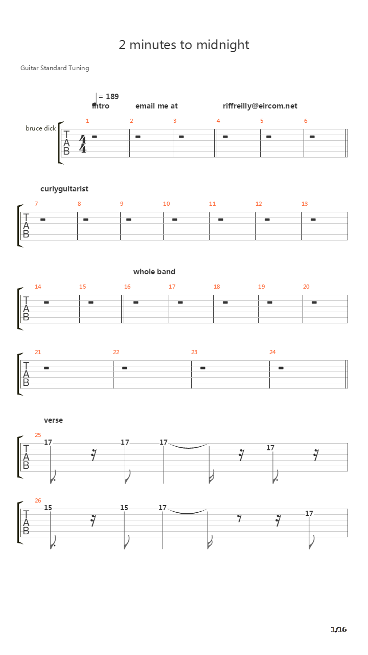 2 Minutes To Midnight吉他谱