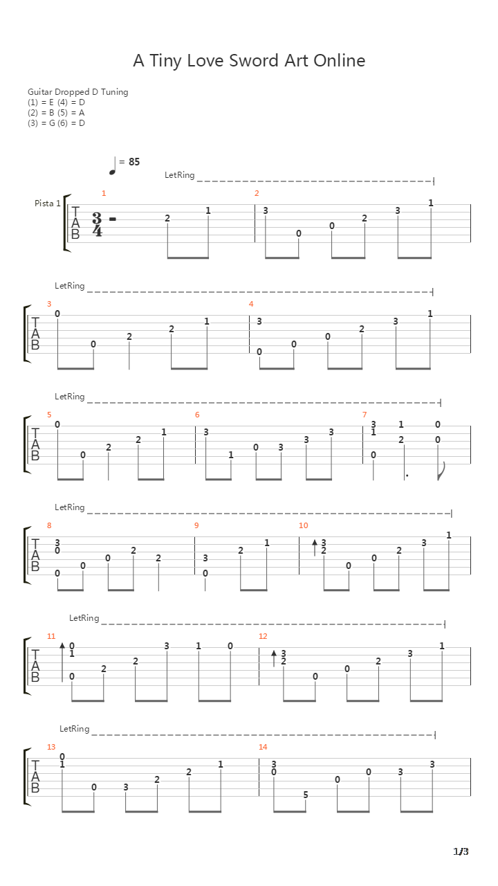 刀剑神域 - A Tiny Love吉他谱