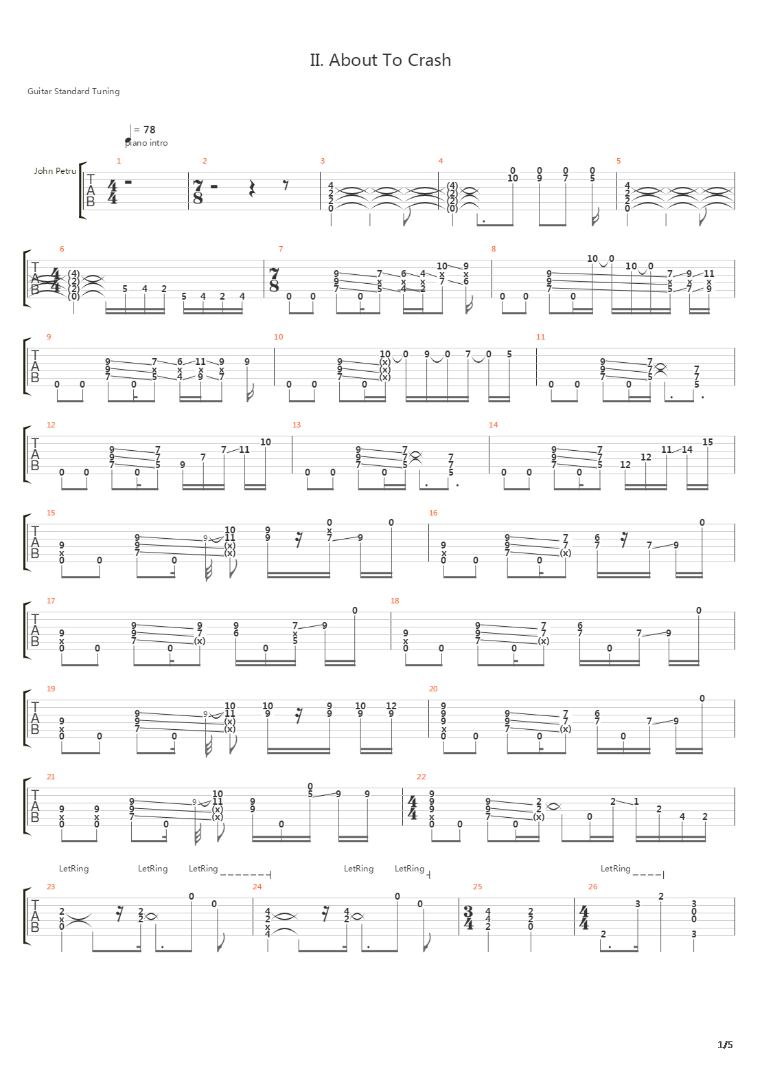 About To Crash吉他谱