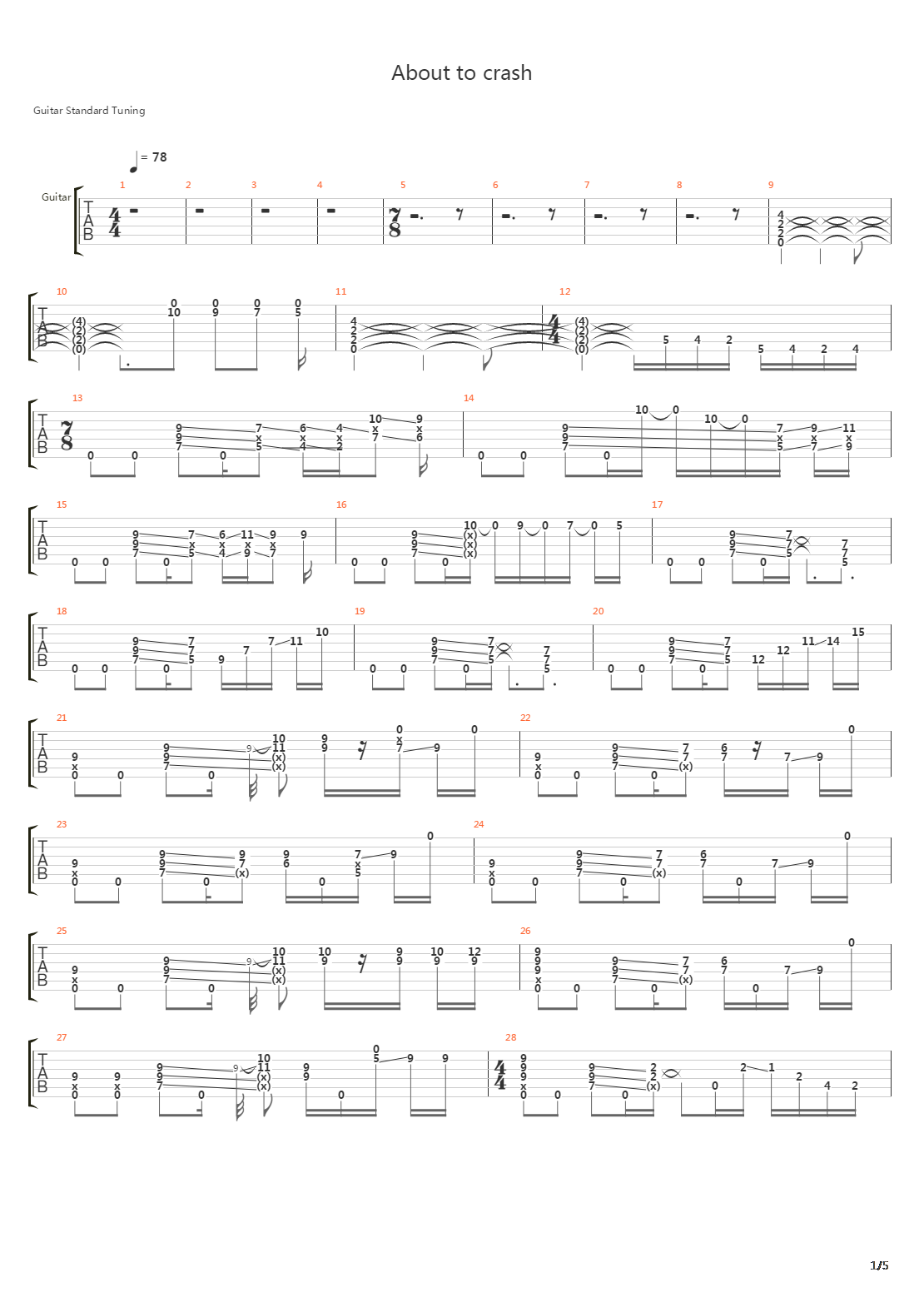 About To Crash吉他谱