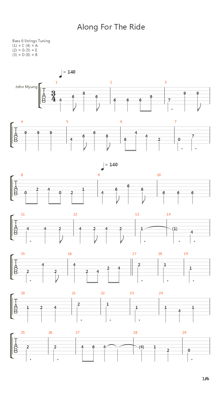 Along For The Ride吉他谱