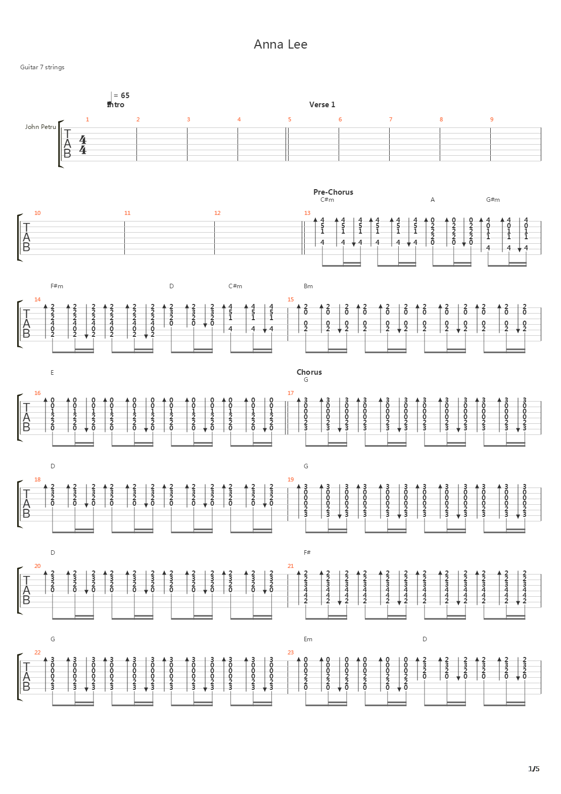 Anna Lee吉他谱