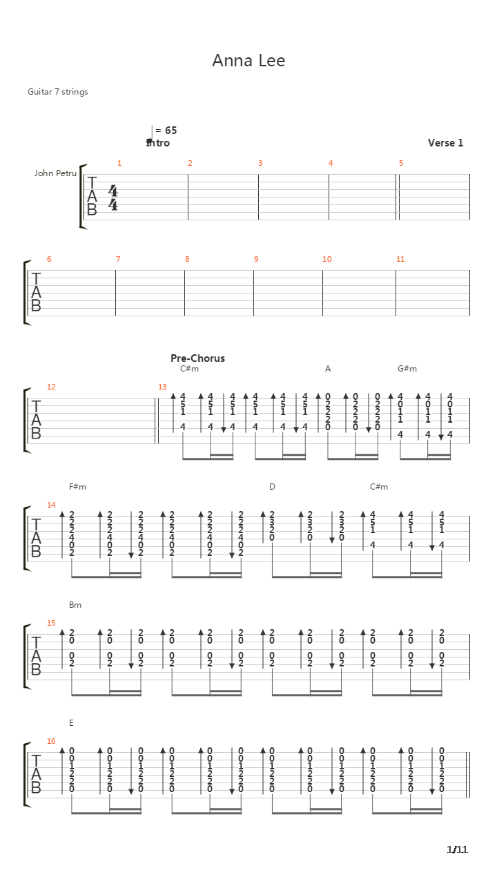 Anna Lee吉他谱
