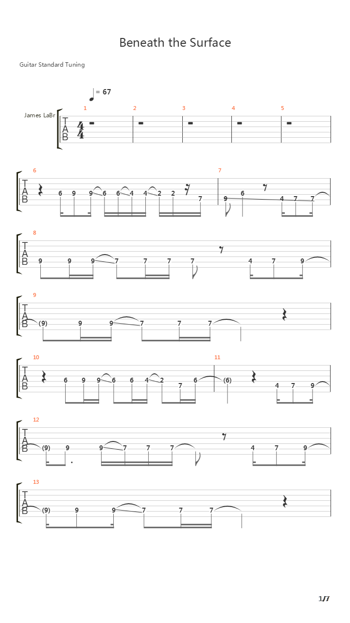 Beneath The Surface吉他谱