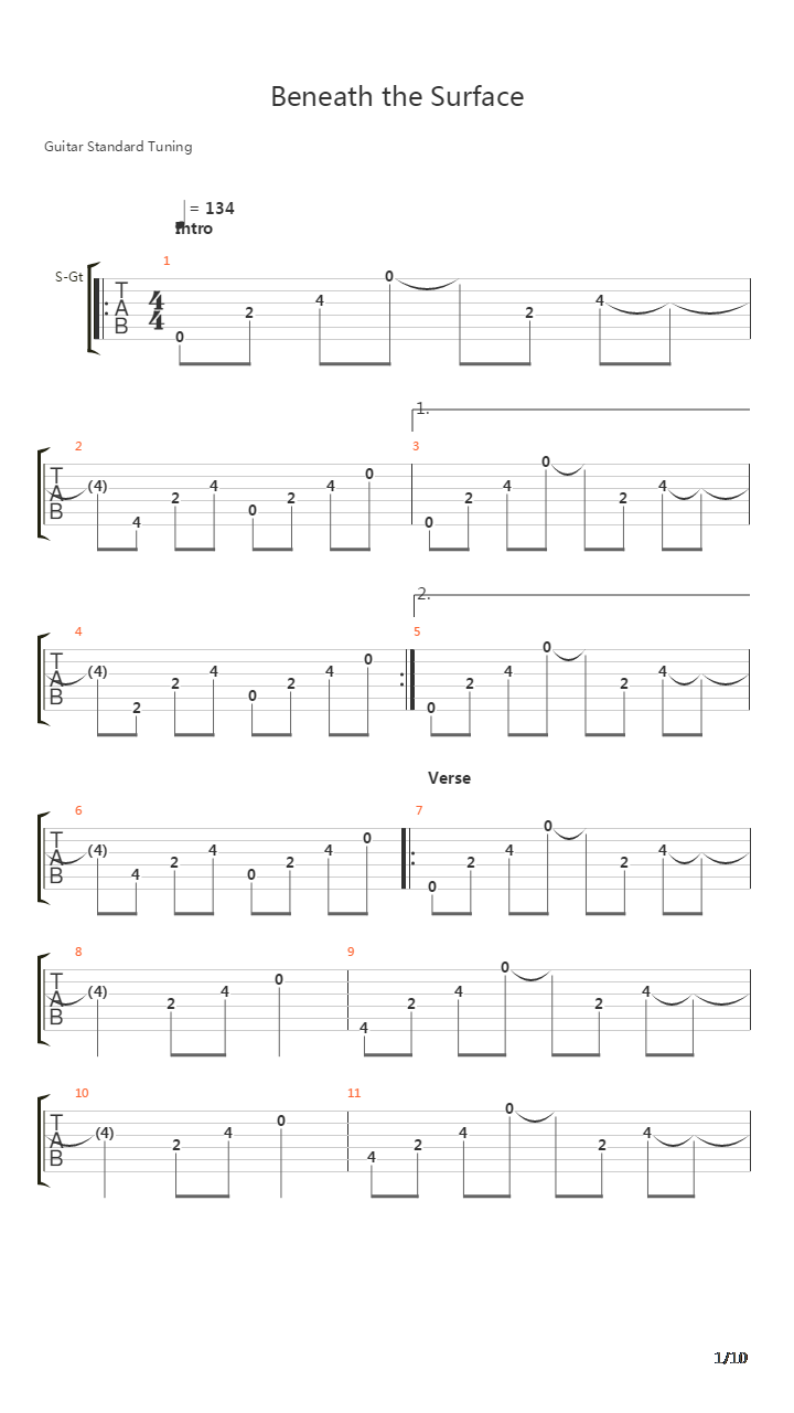 Beneath The Surface吉他谱