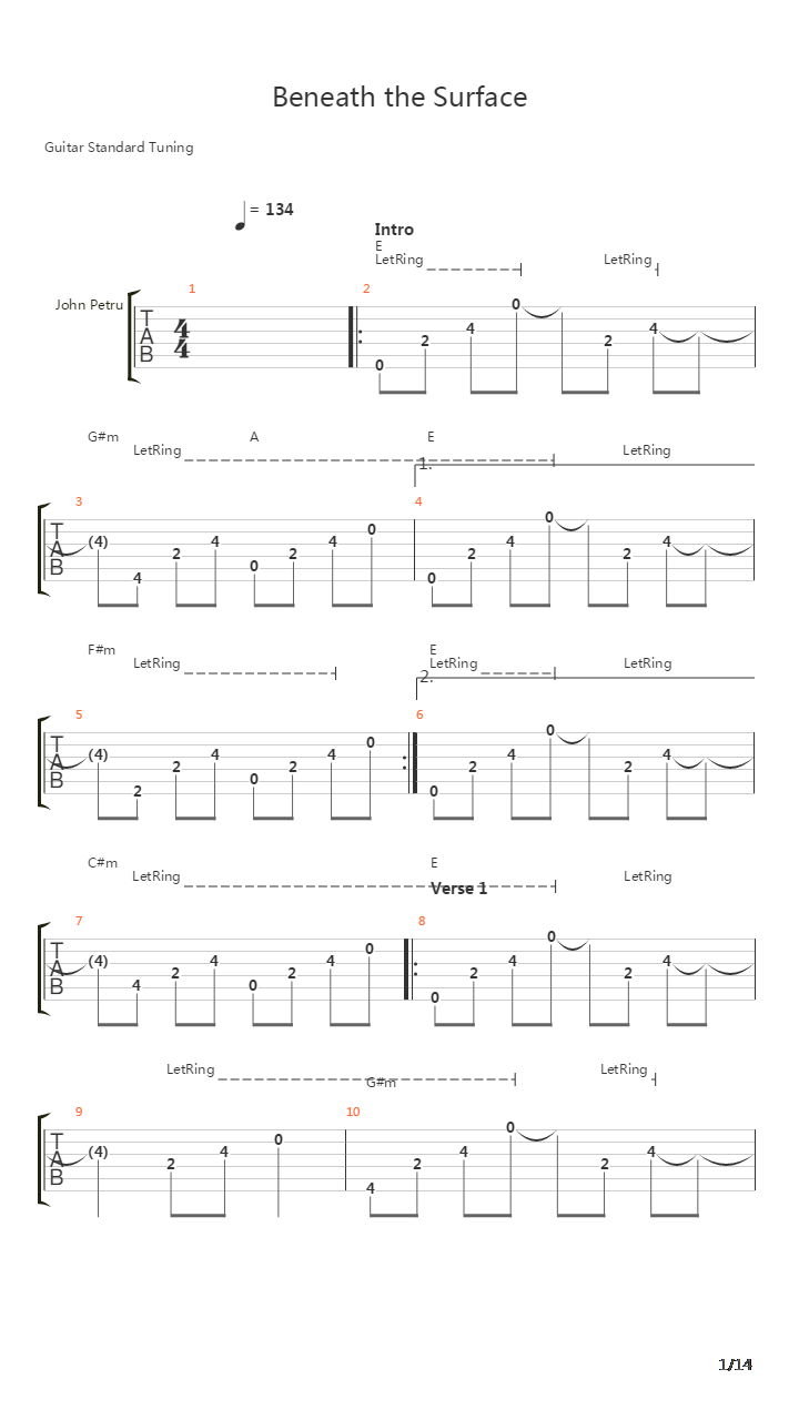 Beneath The Surface吉他谱