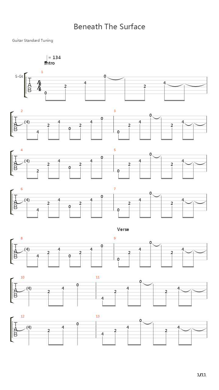 Beneath The Surface吉他谱