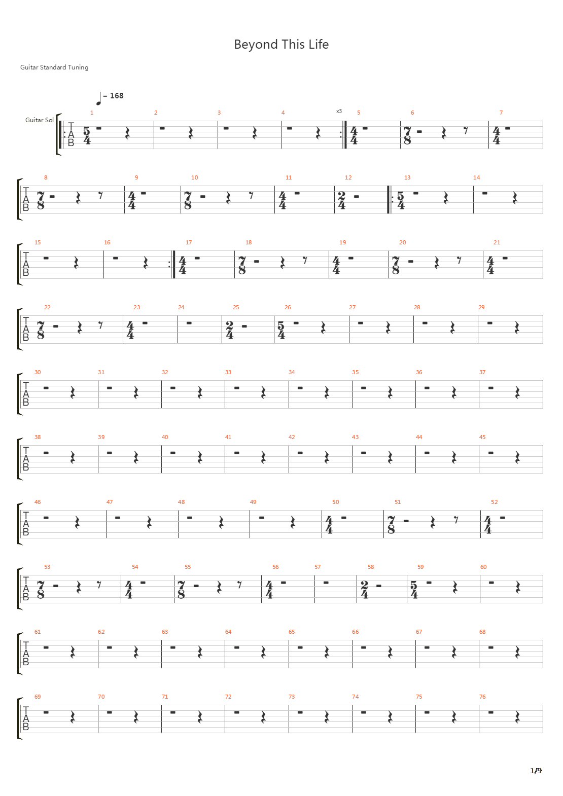 Beyond This Life吉他谱