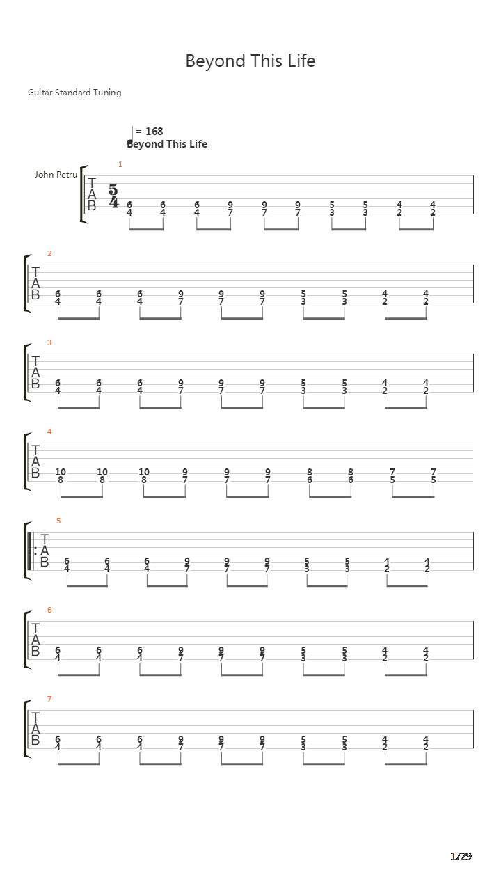 Beyond This Life吉他谱
