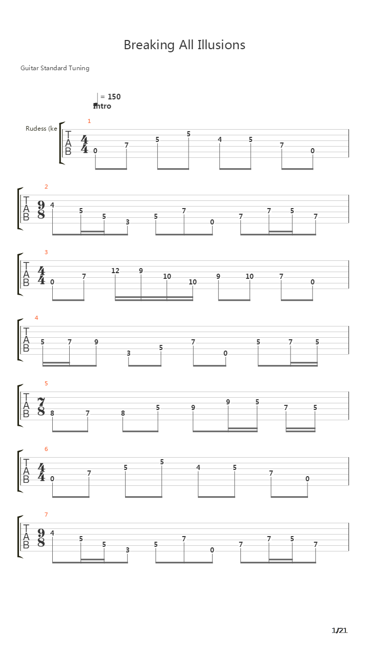 Breaking All Illusions吉他谱