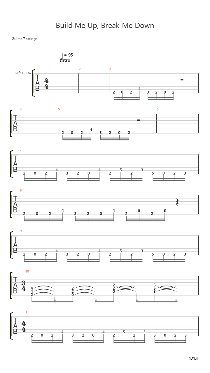 Build Me Up Break Me Down吉他谱