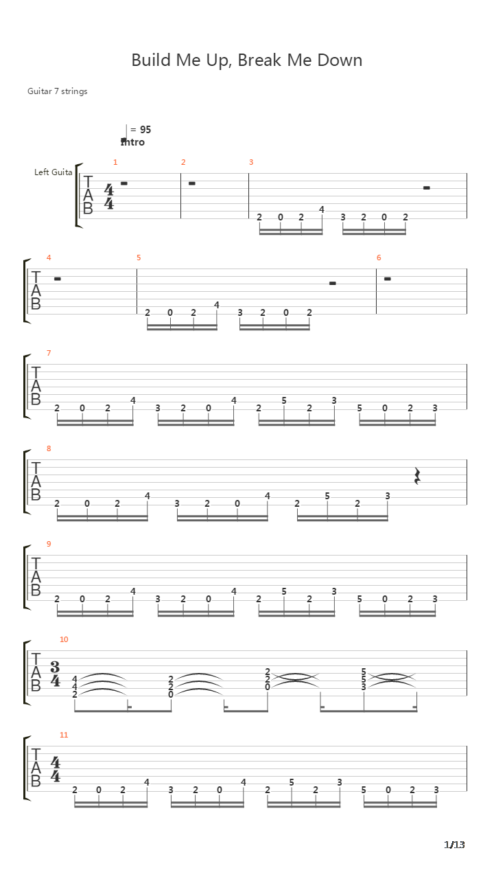 Build Me Up Break Me Down吉他谱