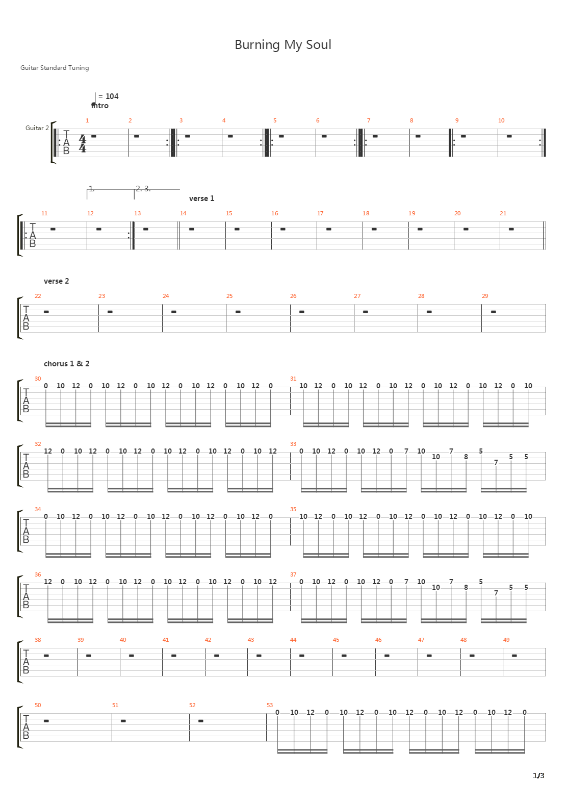Burning My Soul吉他谱