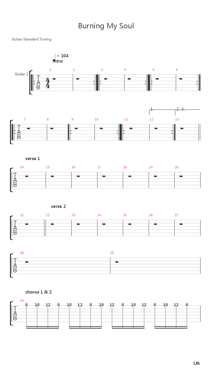 Burning My Soul吉他谱