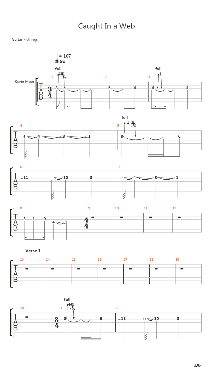 Caught In A Web吉他谱