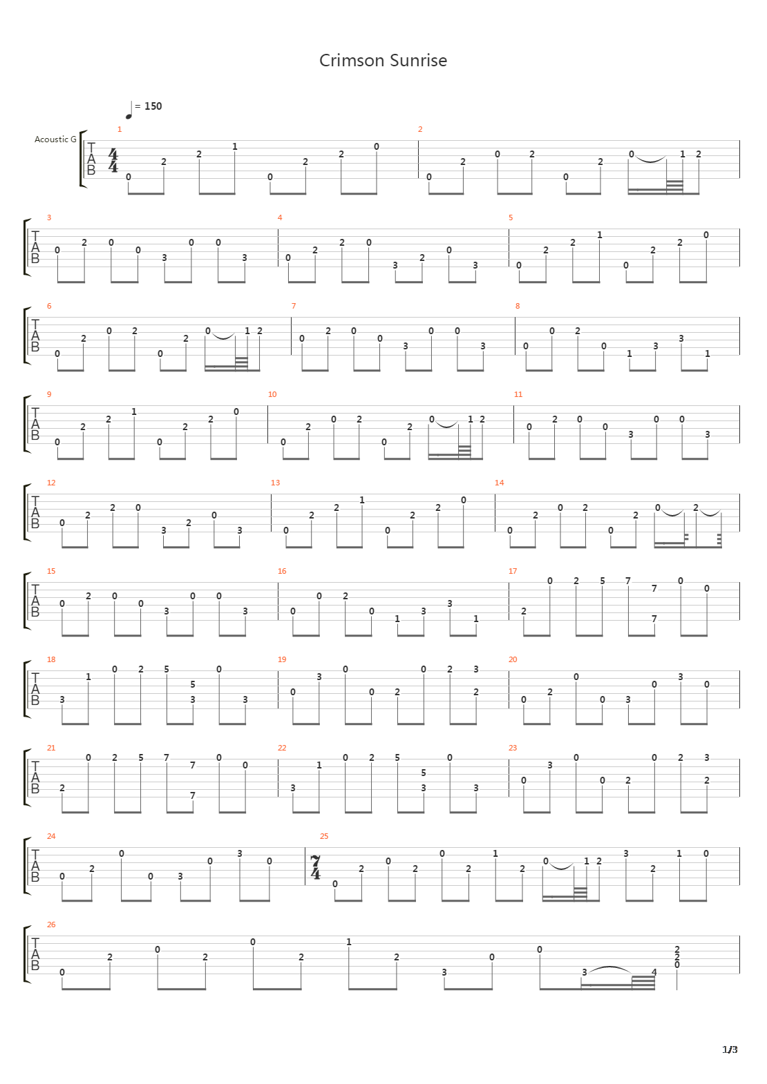 Crimson Sunrise吉他谱
