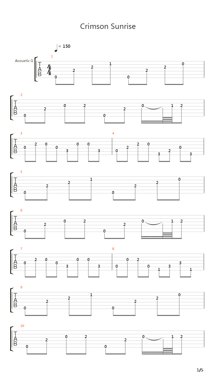 Crimson Sunrise吉他谱