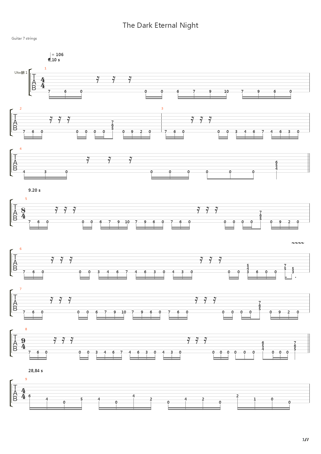 Dark Eternal Night吉他谱
