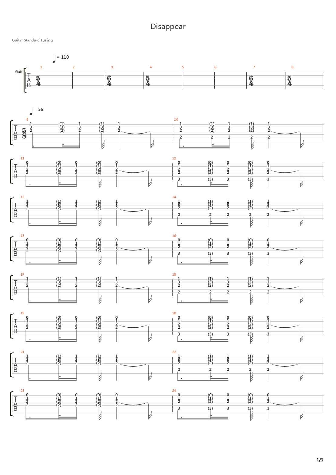 Disappear吉他谱