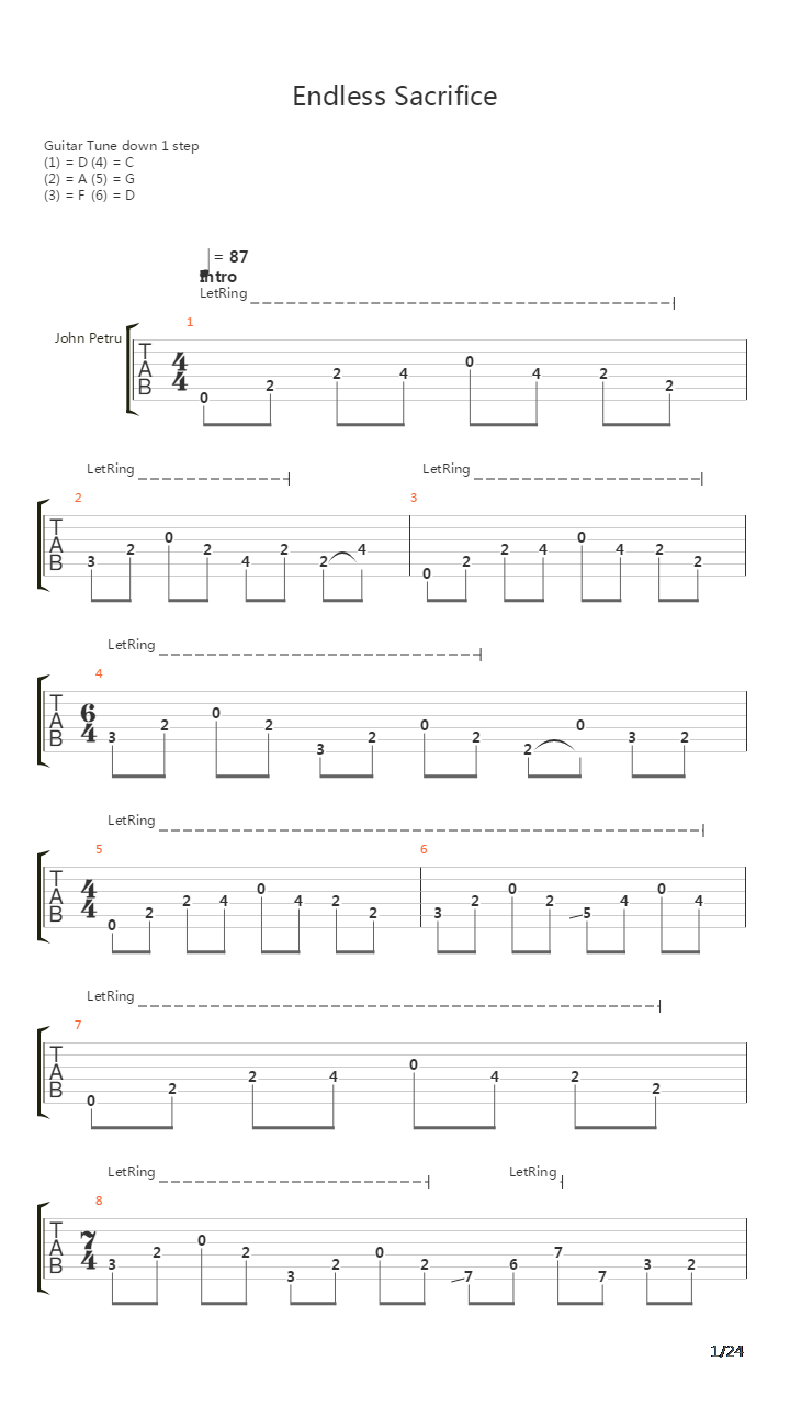 Endless Sacrifice吉他谱