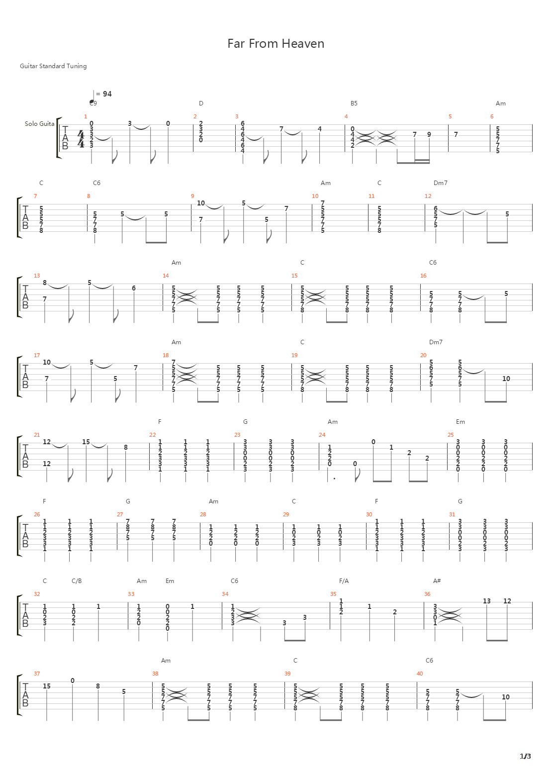 Far From Heaven吉他谱