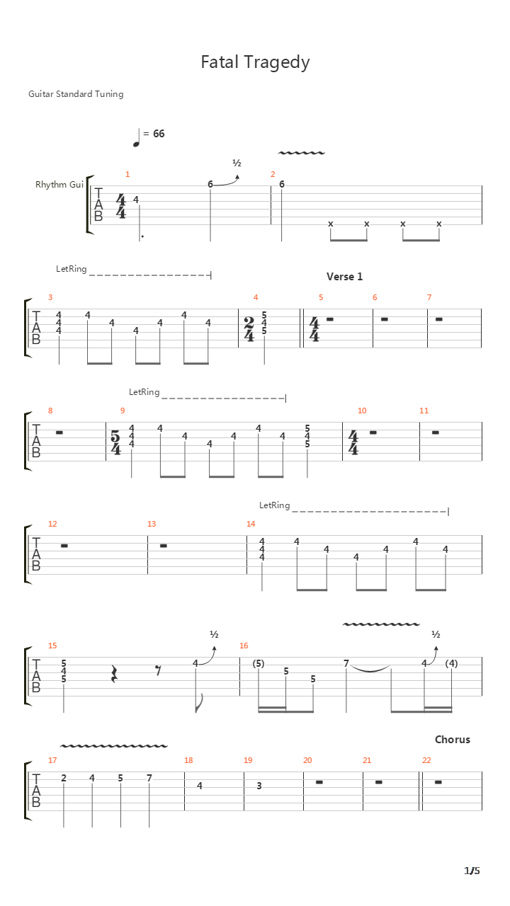 Fatal Tragedy吉他谱