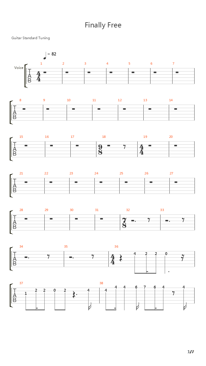 Finally Free吉他谱
