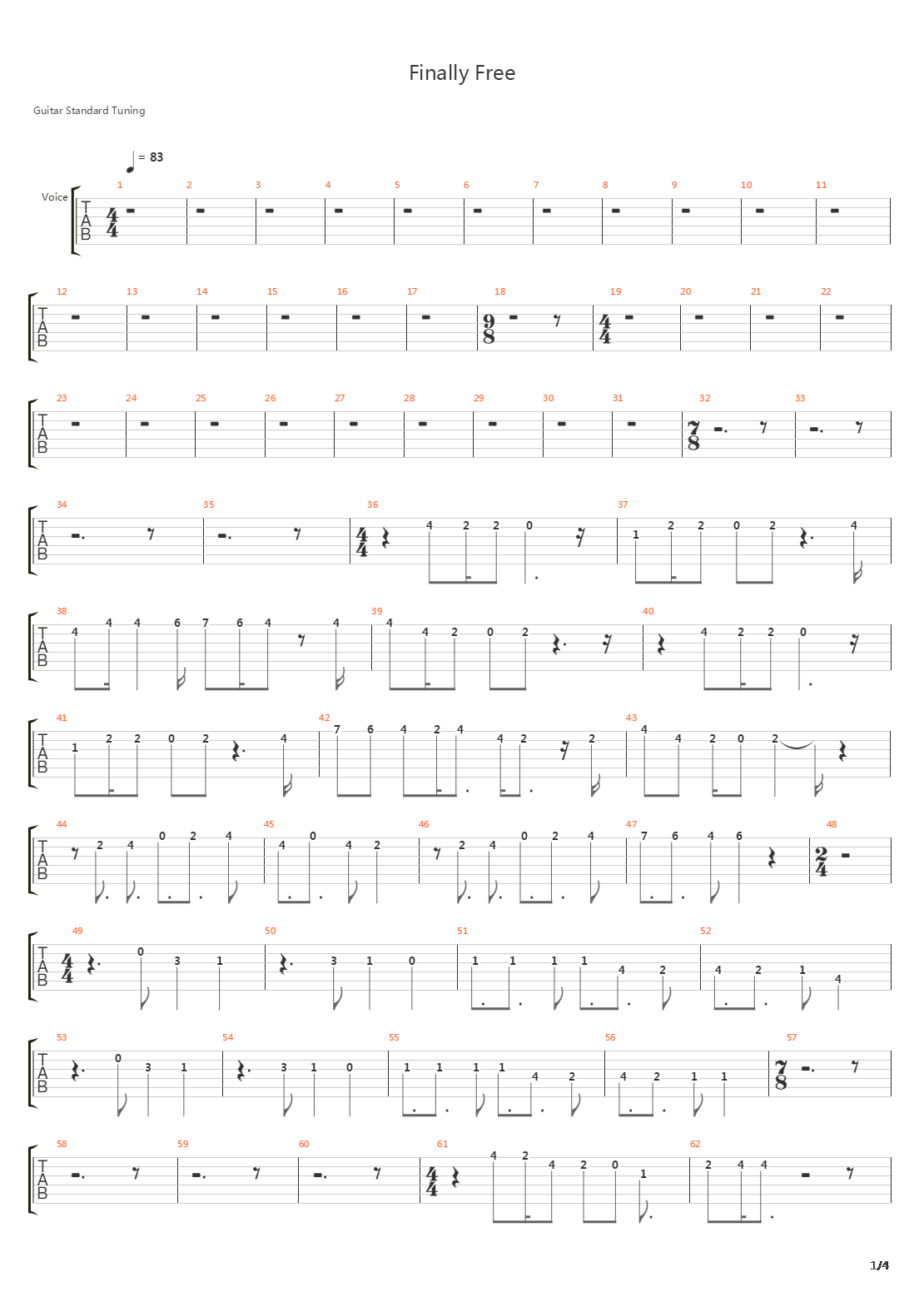 Finally Free吉他谱