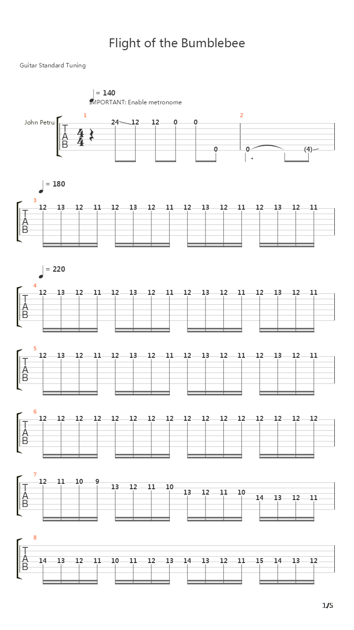 Flight Of The Bumblebee吉他谱