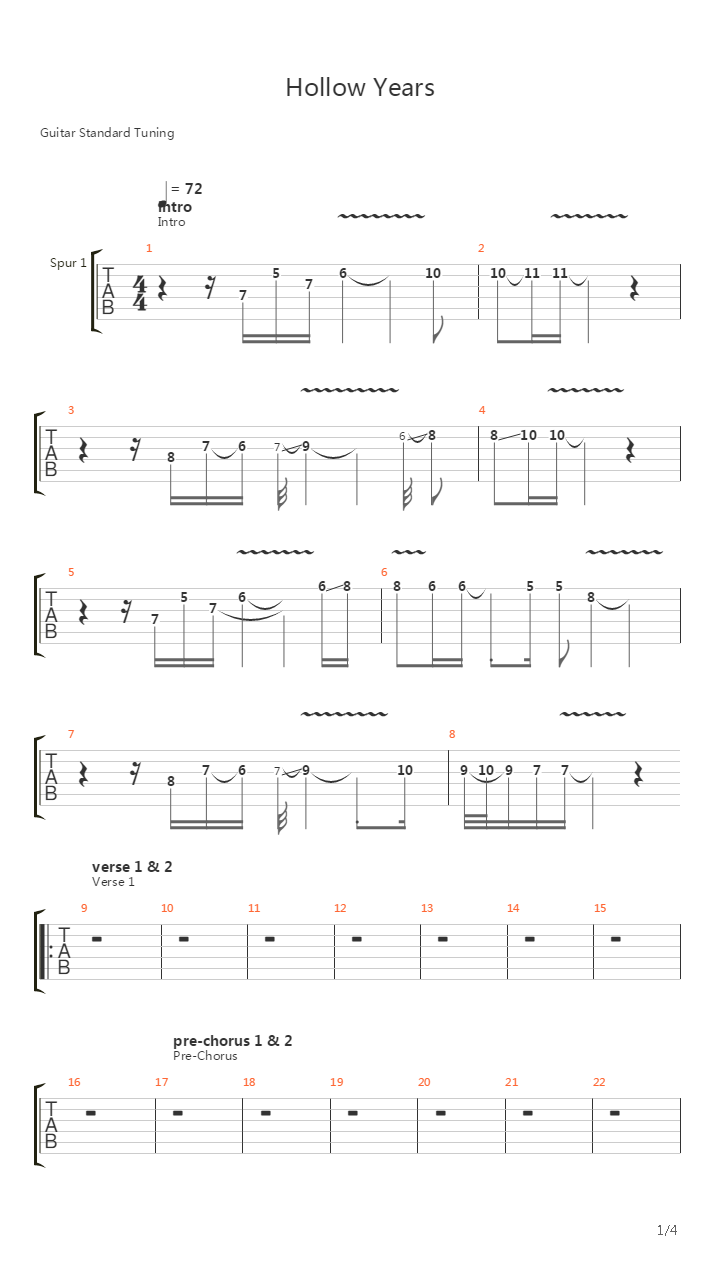 Hollow Years吉他谱