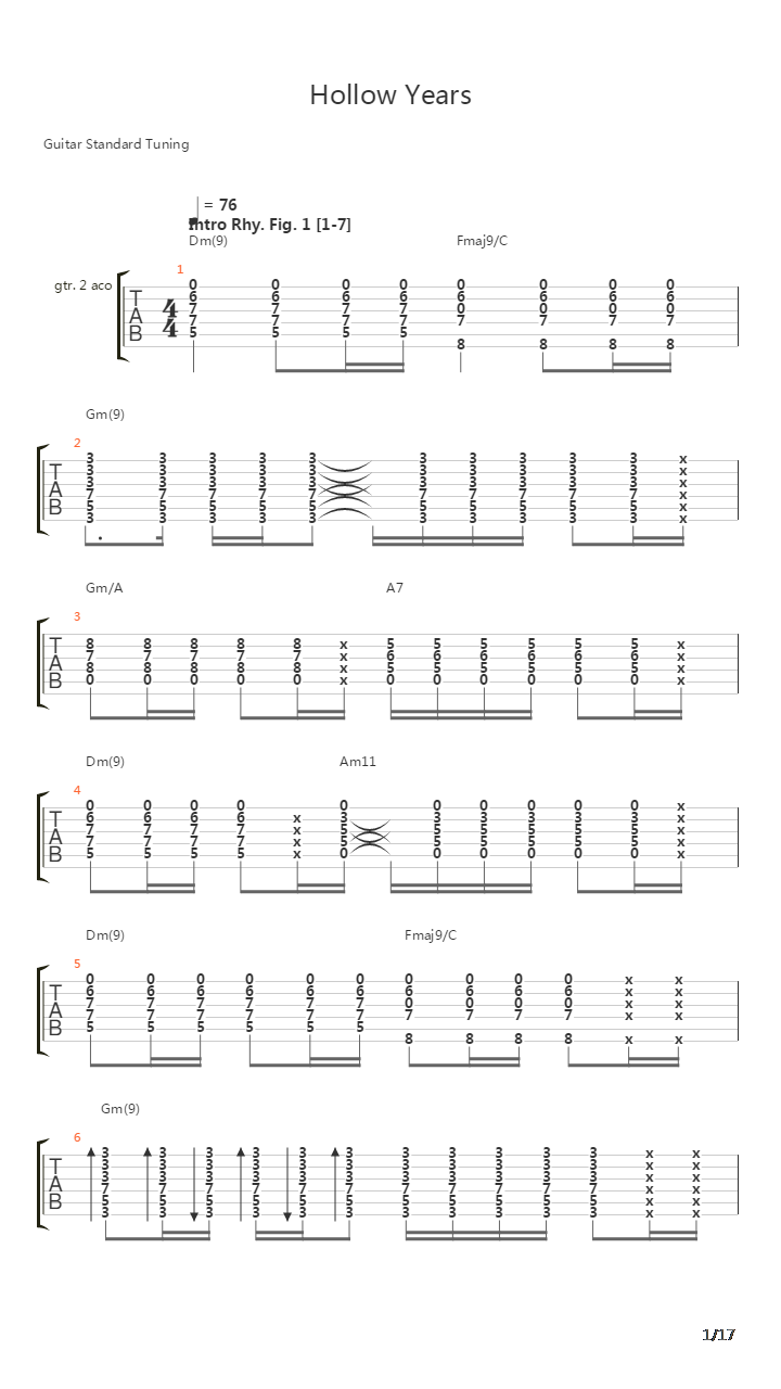 Hollow Years吉他谱