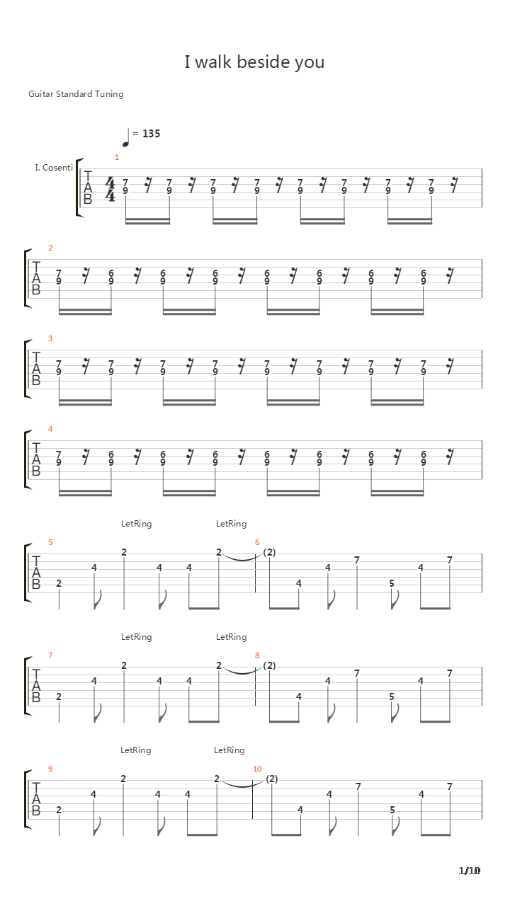 I Walk Beside You吉他谱