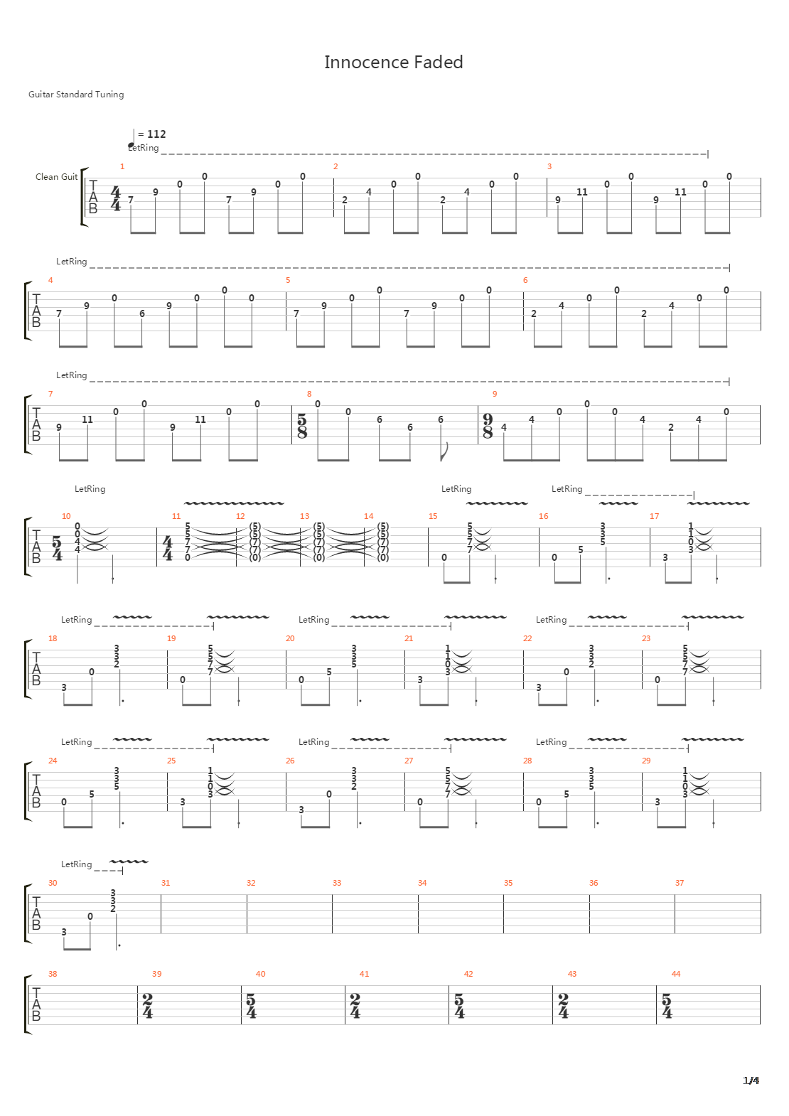 Innocence Faded吉他谱