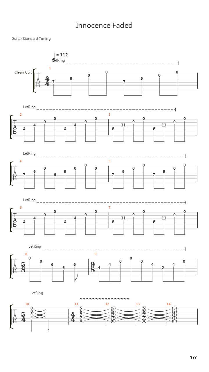 Innocence Faded吉他谱