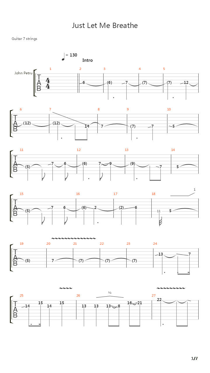 Just Let Me Breathe吉他谱