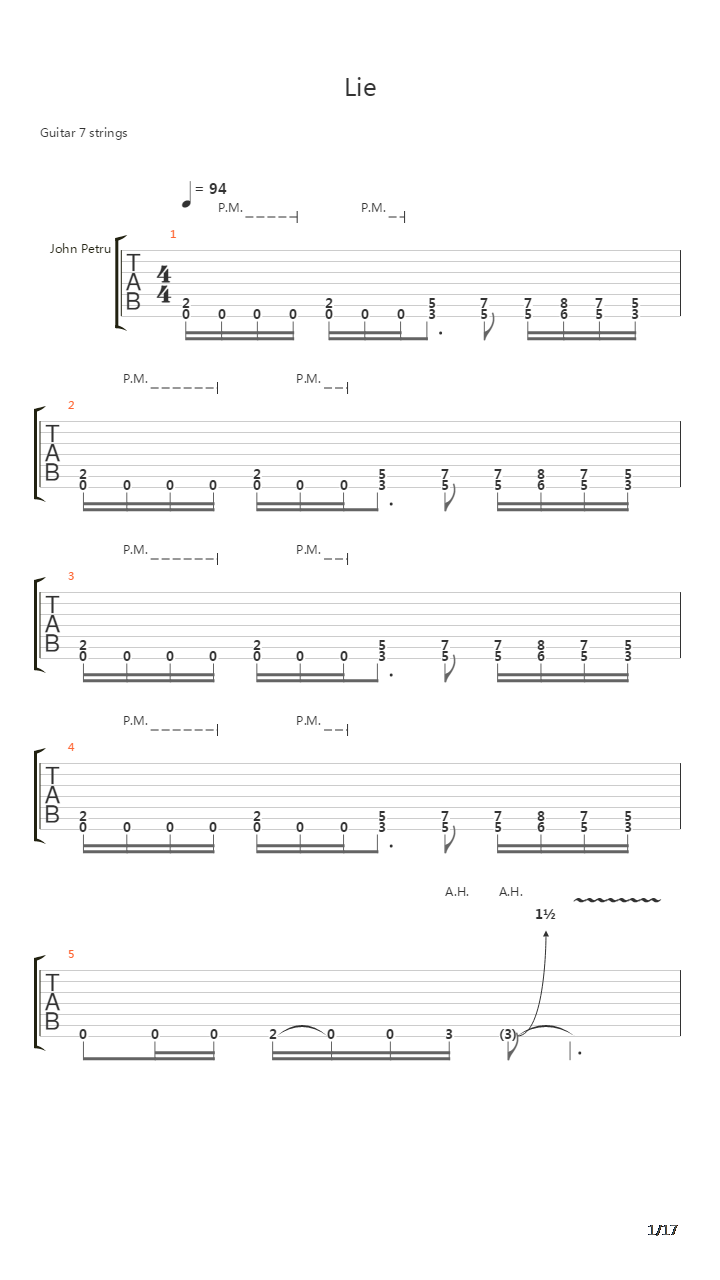 Lie吉他谱