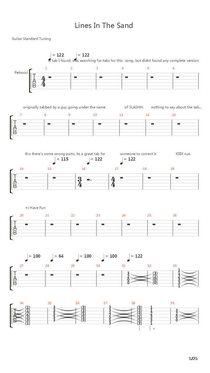 Lines In The Sand吉他谱